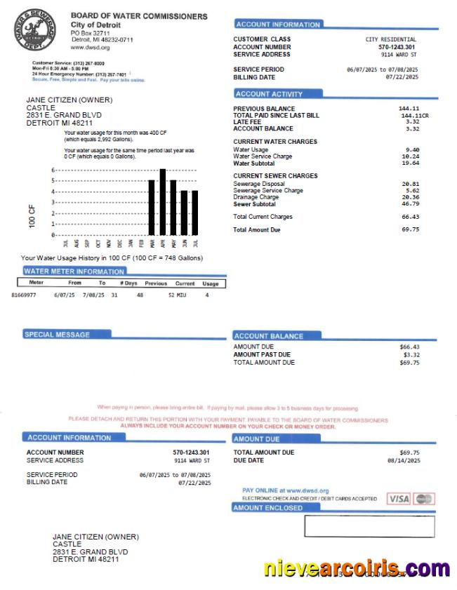 USA Board of Water Commissioners utility bill